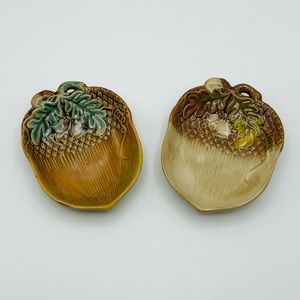 Acorn Dishes Trays Set of 2 Ceramic